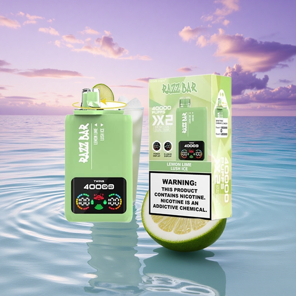Razz Bar 40000 Puffs Citron Vert - Fraîcheur Glacée avec Double Bobine 1.0Ohm et 650mAh