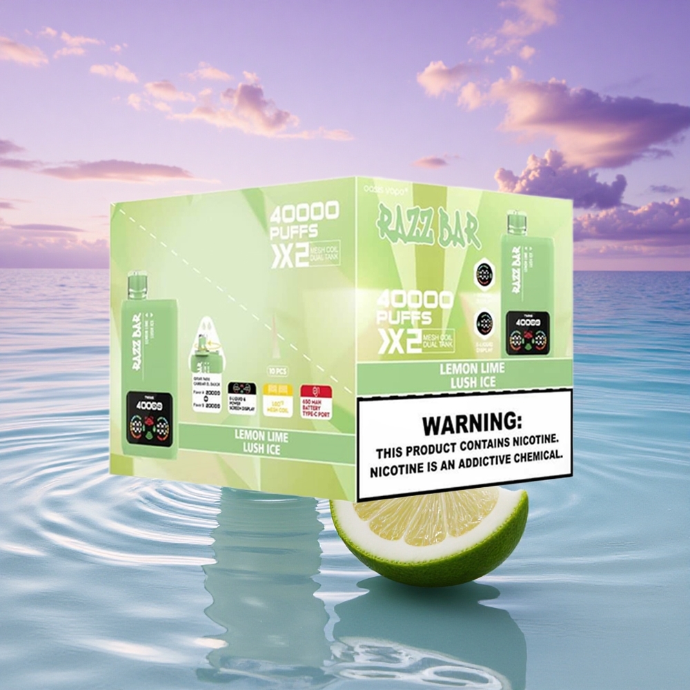 Razz Bar 40000 Puffs Citron Vert - Fraîcheur Glacée avec Double Bobine 1.0Ohm et 650mAh