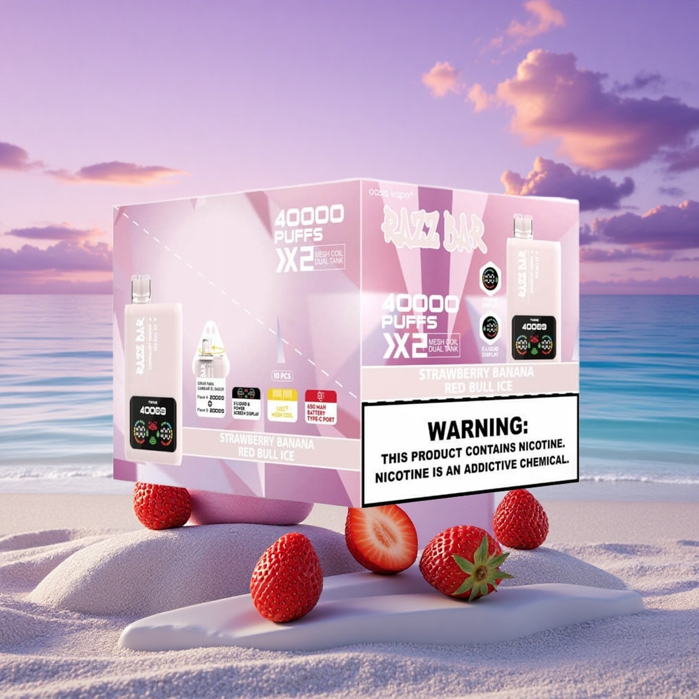 Razz Bar 40000 Puffs Fraise Banane - Red Bull Glacé avec 5% nicotine et 650 mAh