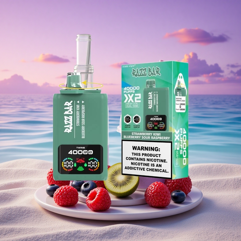 Razz Bar 40000 Puffs Fraise Kiwi - Myrtille Framboise Acidulée 5% Nicotine 650mAh