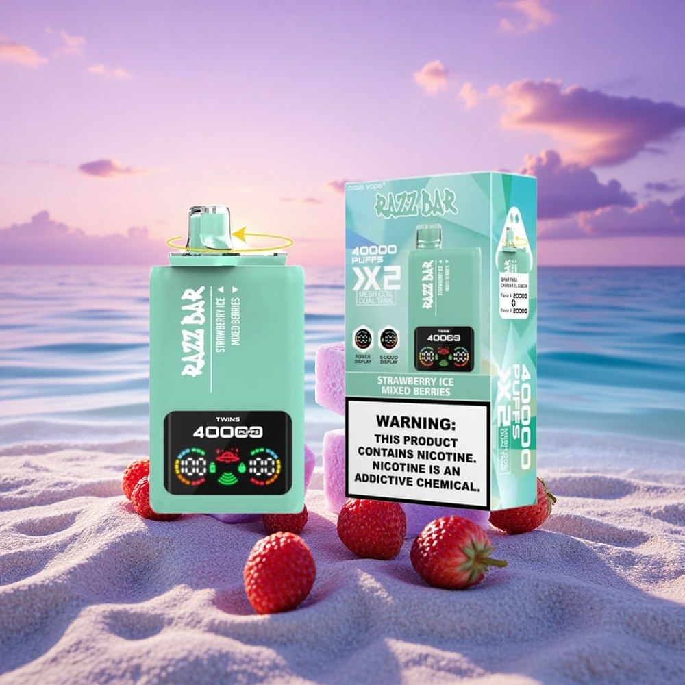 Razz Bar 40000 Puffs Glace à la Fraise - Baies Mixtes avec 650 mAh et 2%,5% nicotine