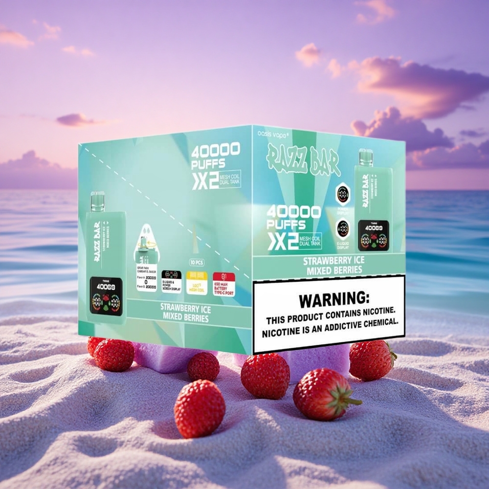 Razz Bar 40000 Puffs Glace à la Fraise - Baies Mixtes avec 650 mAh et 2%,5% nicotine