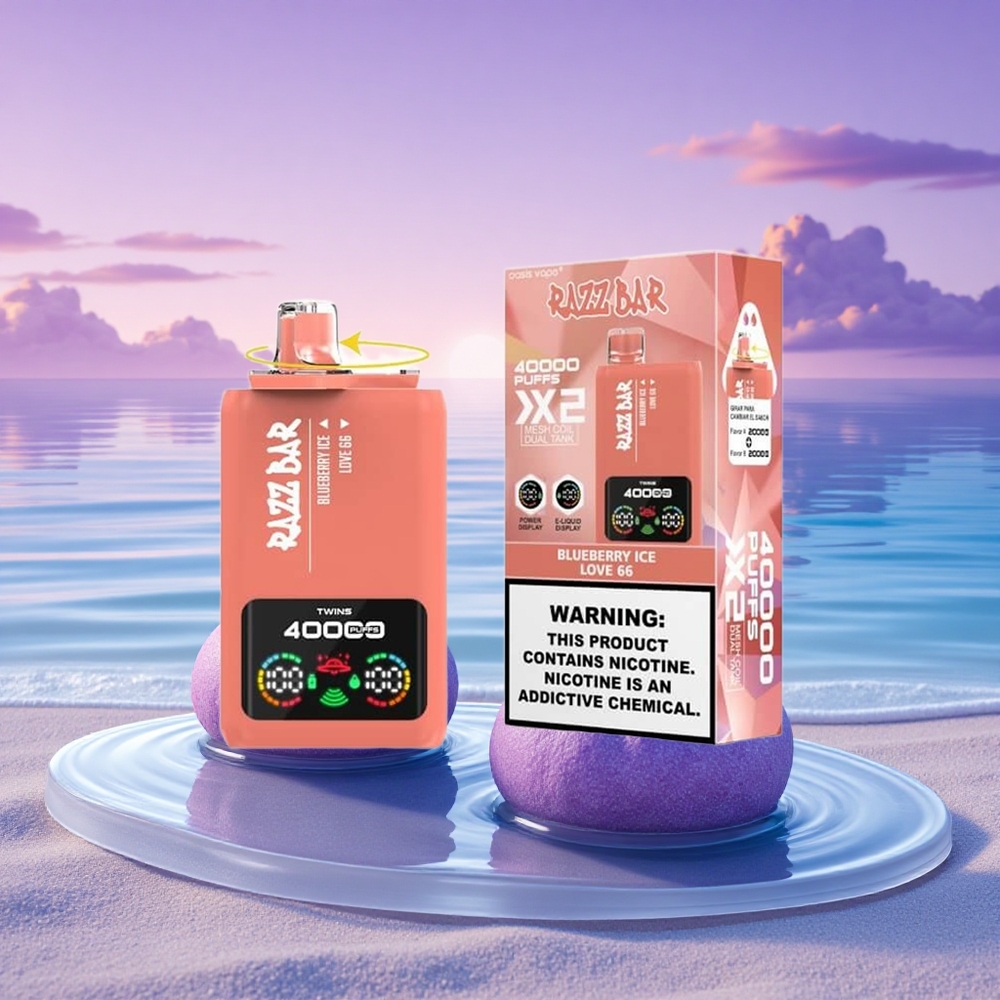 Razz Bar 40000 Puffs Glace à la Myrtille - Amour 66 avec 650 mAh et 5% de nicotine