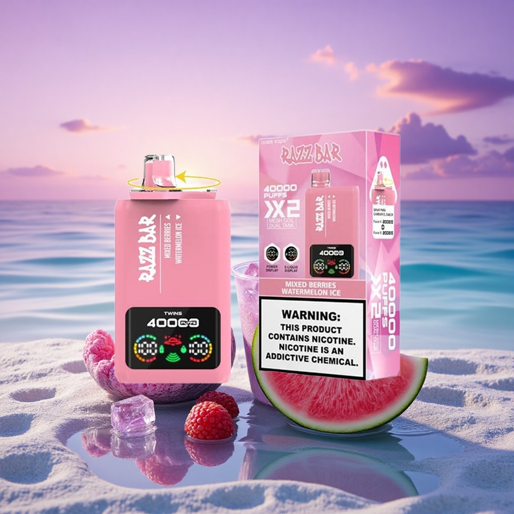 Razz Bar 40000 Puffs Glace à la Pastèque et Fruits Rouges - 650 mAh et 5% de Nicotine