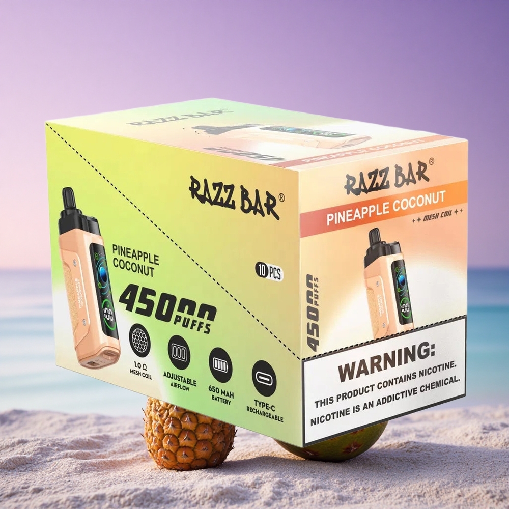 Razz Bar 45000 Puffs Ananas Noix de Coco 650 mAh 20 mg/ml Nicotine