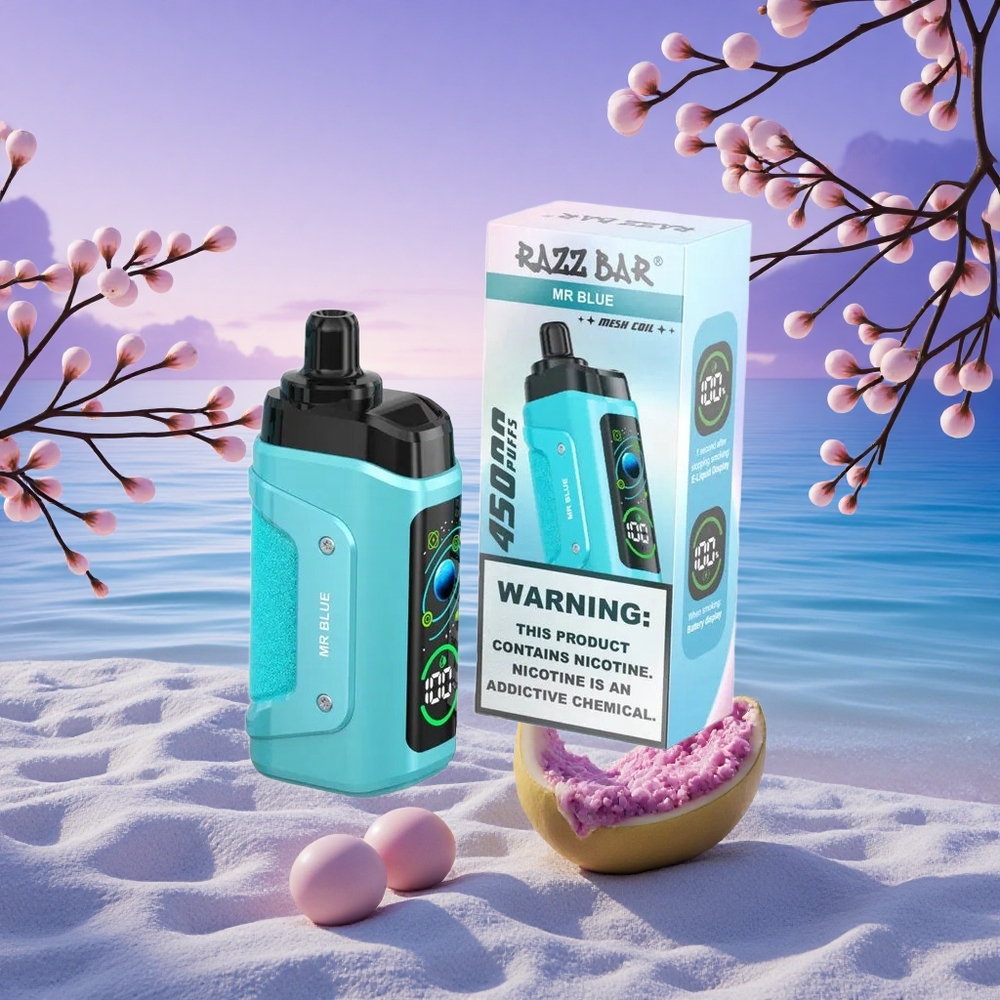 Razz Bar 45000 Puffs Monsieur Bleu Rechargeable Type-C 20 mg/ml Nicotine
