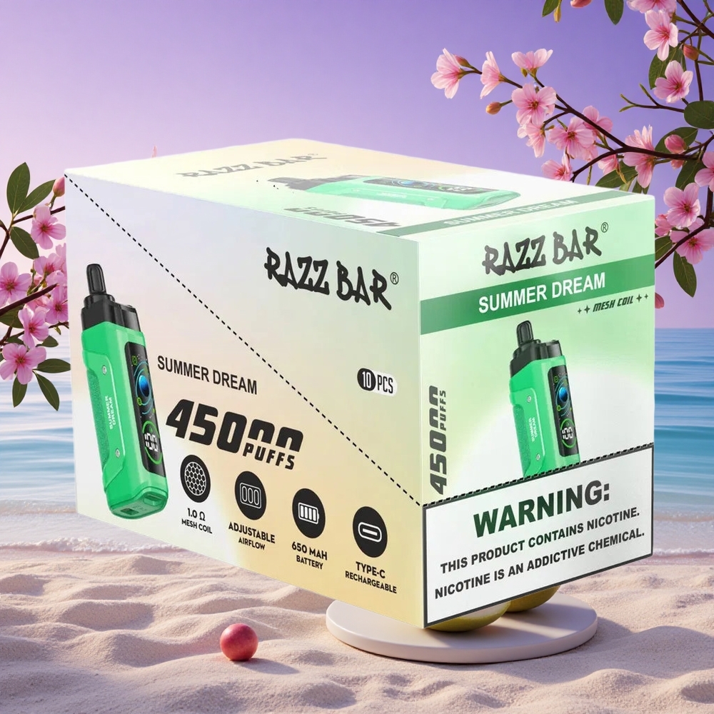 Razz Bar 45000 Puffs Rêve d\'Été Type-C Rechargeable 20 mg/ml Nicotine