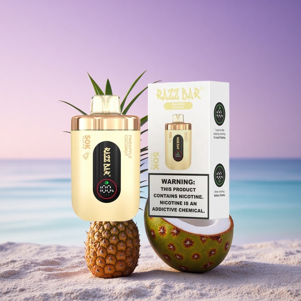 Razz Bar 50K Puffs Ananas Noix de Coco 2% Nicotine 650 mAh