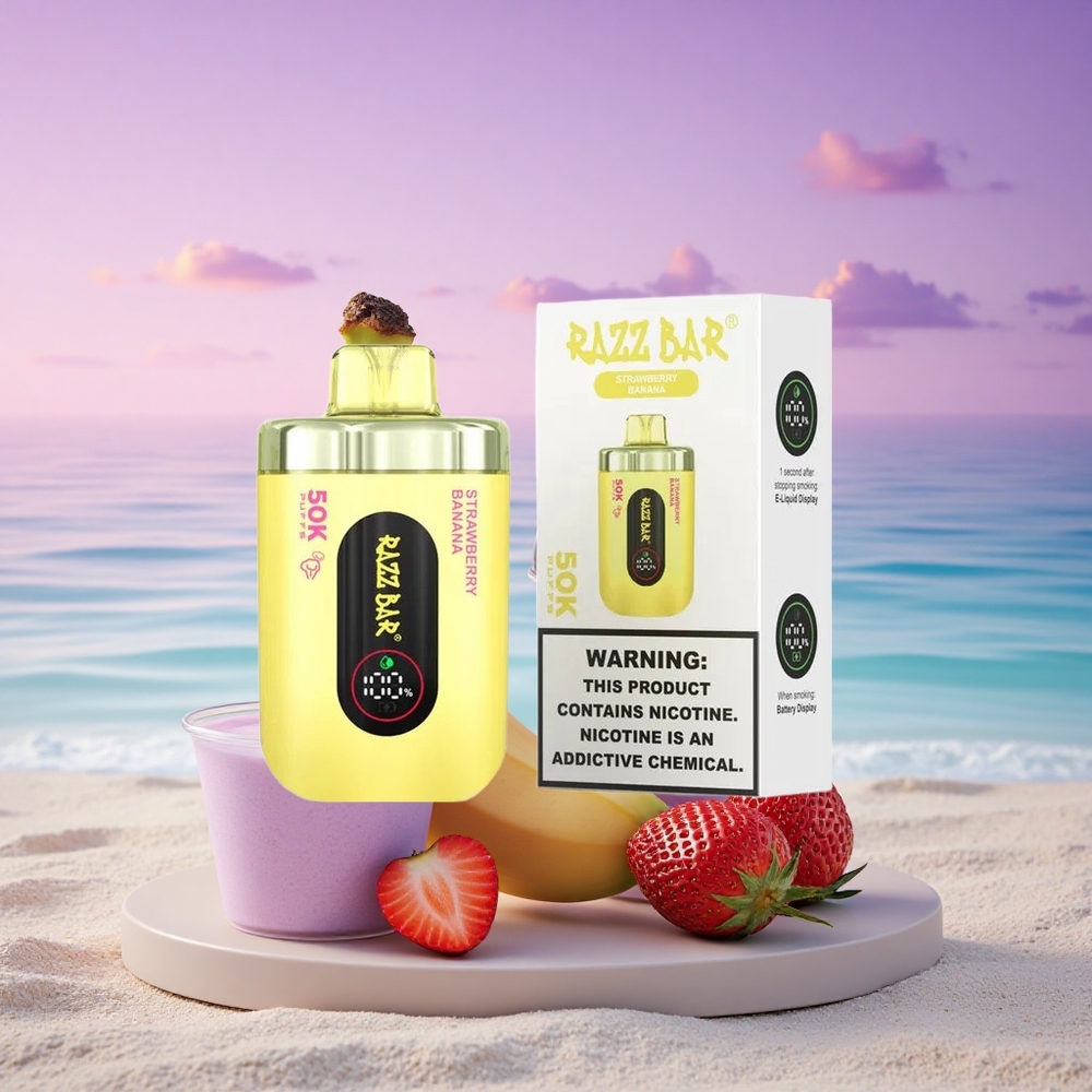Razz Bar 50K Puffs Fraise Banane 2% Nicotine 650mAh