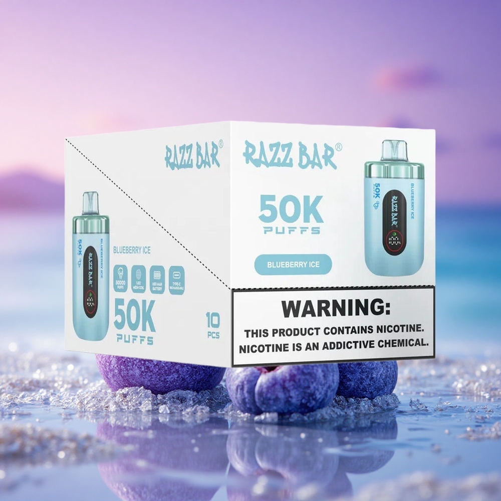 Razz Bar 50K Puffs Glace Myrtille 650 mAh 2% Nicotine