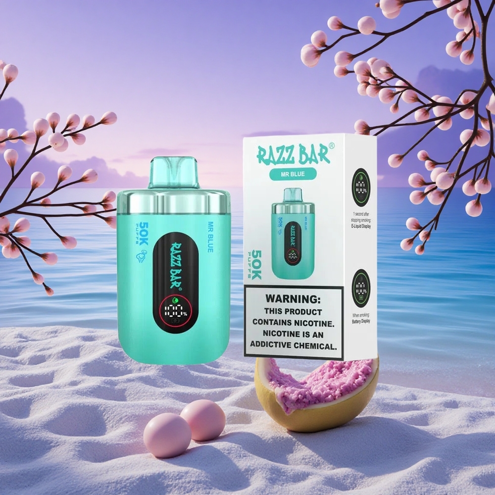 Razz Bar 50K Puffs Monsieur Bleu Rechargeable Type-C 2% Nicotine