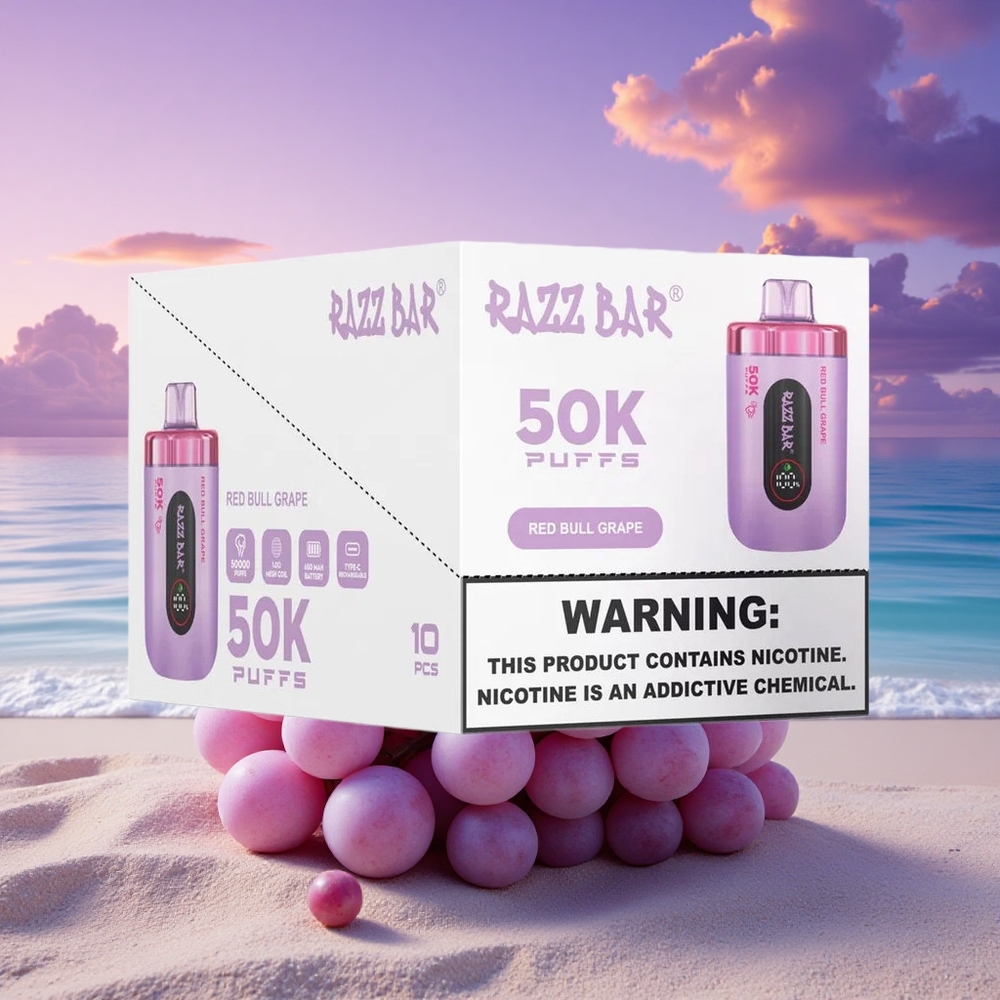 Razz Bar 50K Puffs Red Bull Raisin 1.0 Ohm 650 mAh