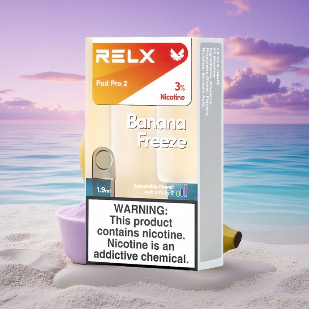 Relx Pod Pro 2 Vape Device Banana Frost 30mg/ml de nicotine, 1.9ml, 3 modes de tension