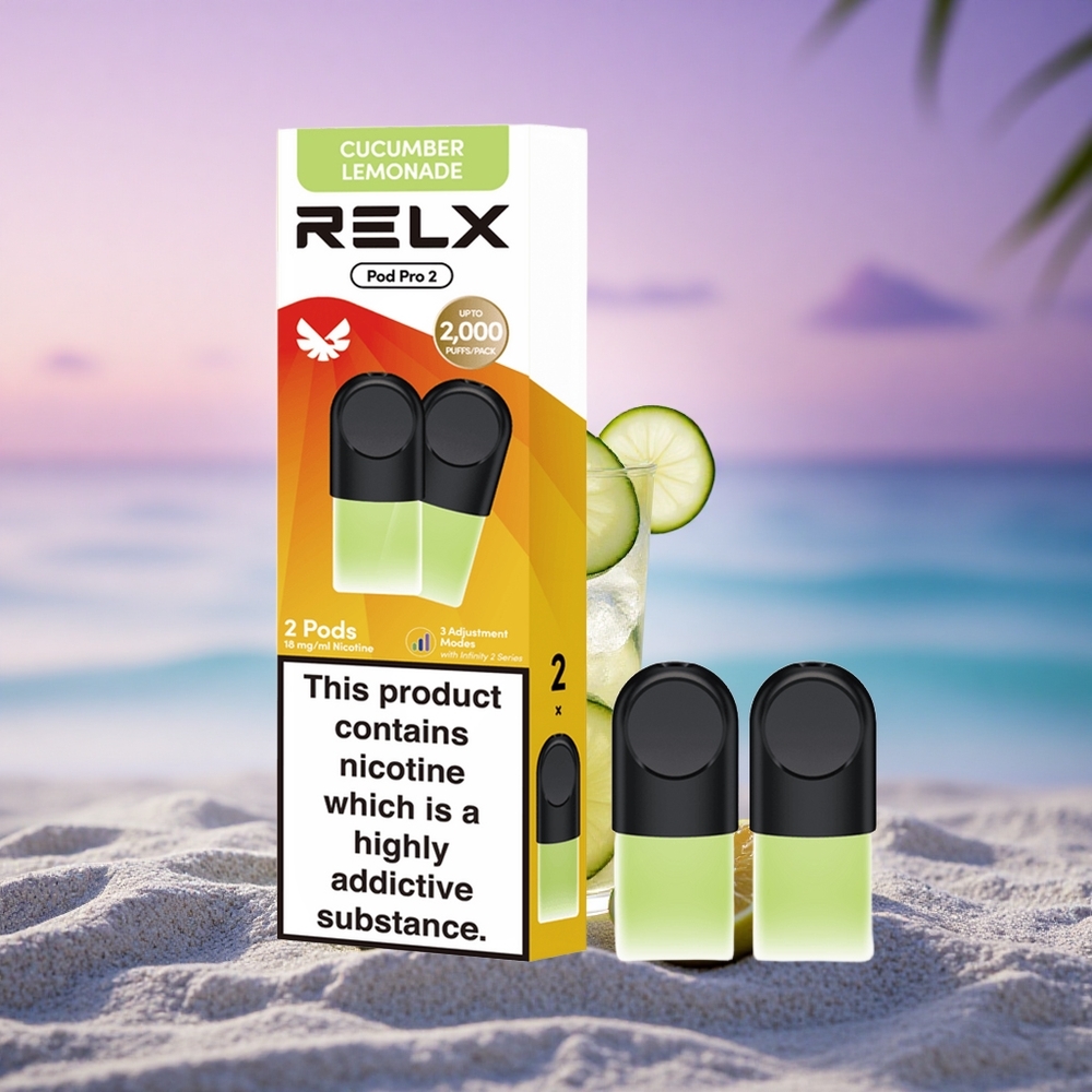 Relx Pod Pro 2 Vape Device Boisson-Concombre Citronnade 18mg/ml avec 1,9ml et 3 options de tension (Éco 5,5W, Doux 6,5W, Boost 8W)