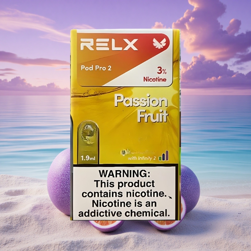 Relx Pod Pro 2 Vape Device Fruit de la Passion 30mg/ml de nicotine, 1.9ml, 3 modes de tension (Eco 5.5W, Lisse 6.5W, Boost 8W)