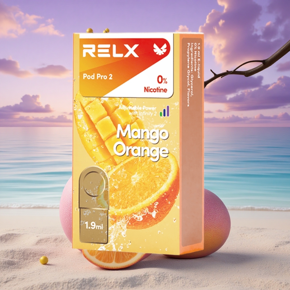Relx Pod Pro 2 Vape Device Mangue Orange 0mg/ml 1.9ml 5.5W/6.5W/8W 2 ou 3 pods/paquet