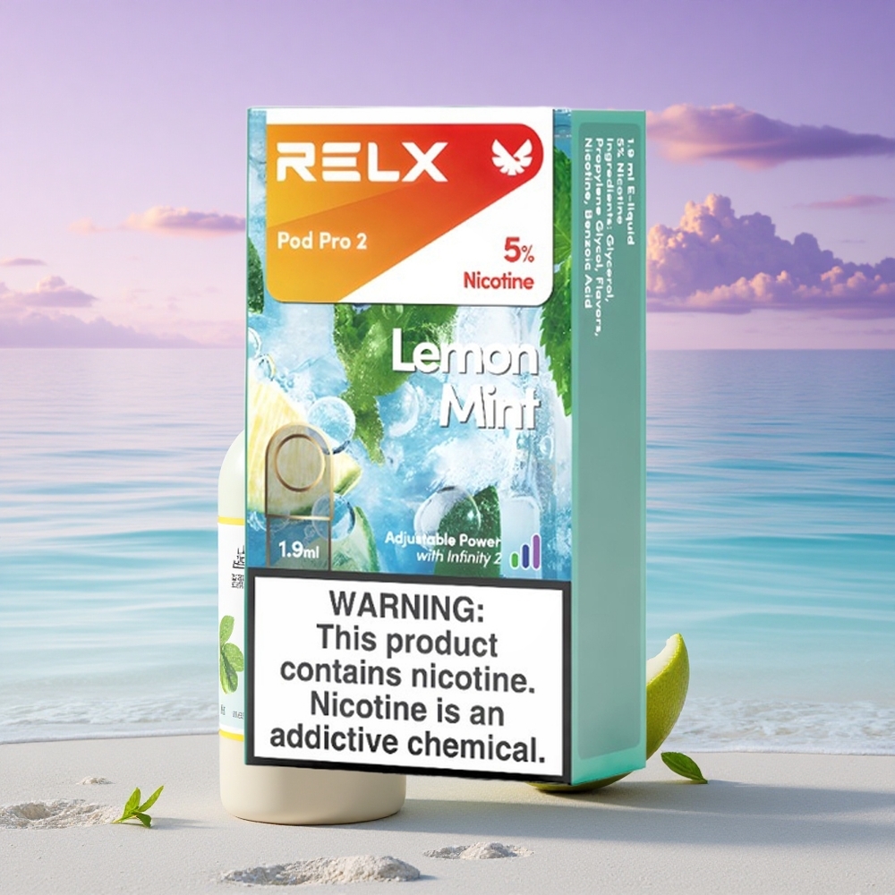 Relx Pod Pro 2 Vape Device Menthe Citron 50mg/ml de nicotine - 1,9ml - 3 modes de tension (5,5W, 6,5W, 8W) - 2 ou 3 pods/paquet