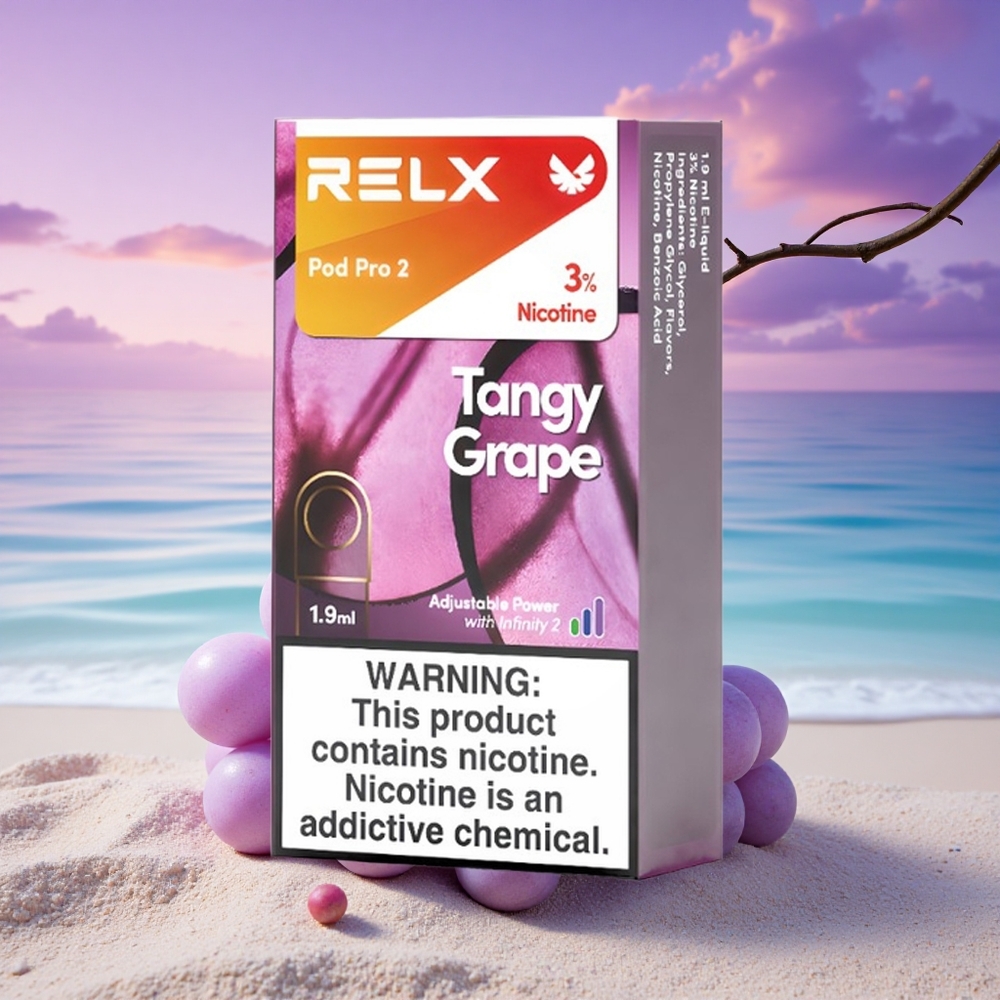 Relx Pod Pro 2 Vape Device Raisin Acidulé 30mg/ml de nicotine - 1.9ml - 3 pods/emballage - Mode Eco (5.5W), Mode Doux (6.5W), Mode Boost (8W)
