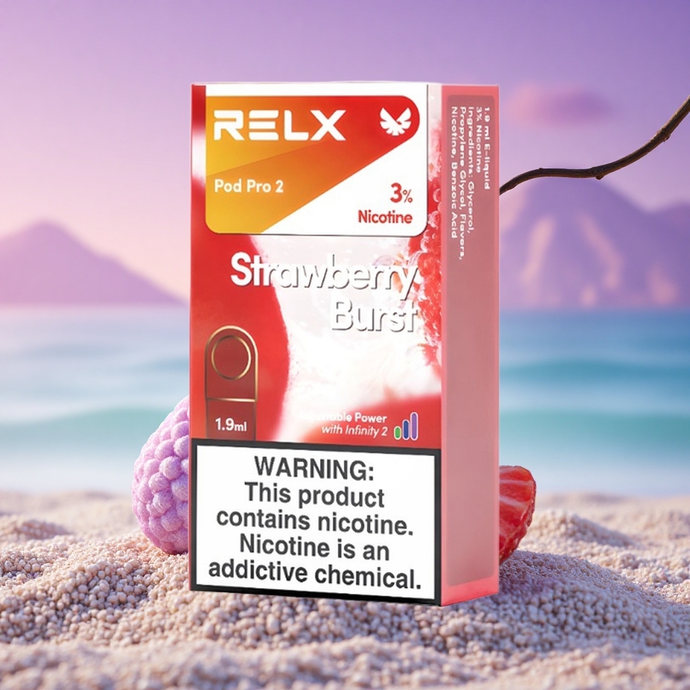 Relx Pod Pro 2 Vape Device Éclat de Fraise 30mg/ml de nicotine - 1,9ml - 5,5W/6,5W/8W