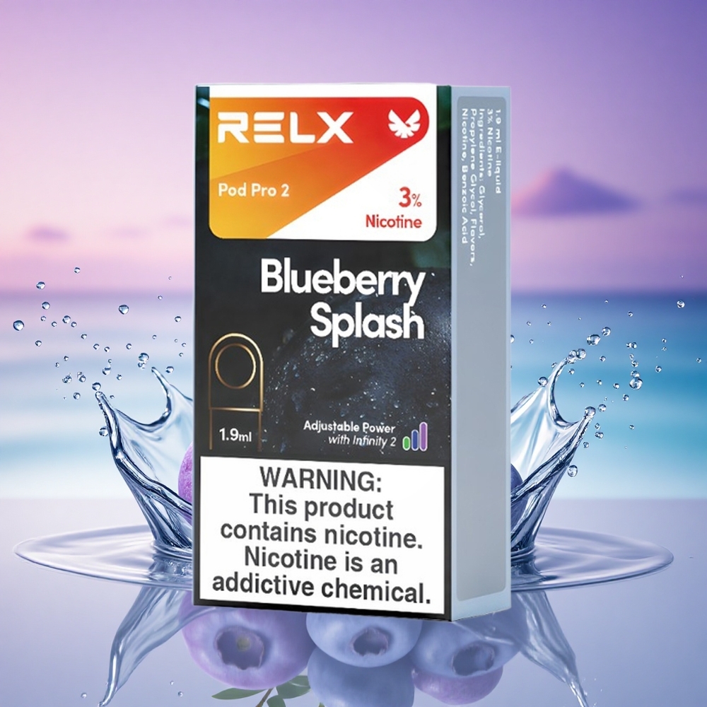 Relx Pod Pro 2 Vape Device Éclat de Myrtille 30mg/ml de nicotine, 1.9ml, 5.5W/6.5W/8W, 2 ou 3 pods/paquet