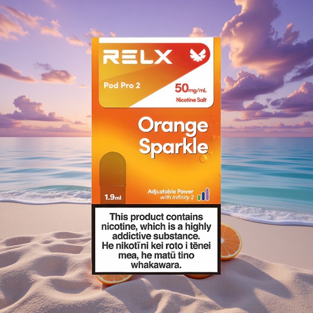 Relx Pod Pro 2 Vape Device Étincelle Orange 50mg/ml de nicotine • 1,9ml • Mode Boost (8W)