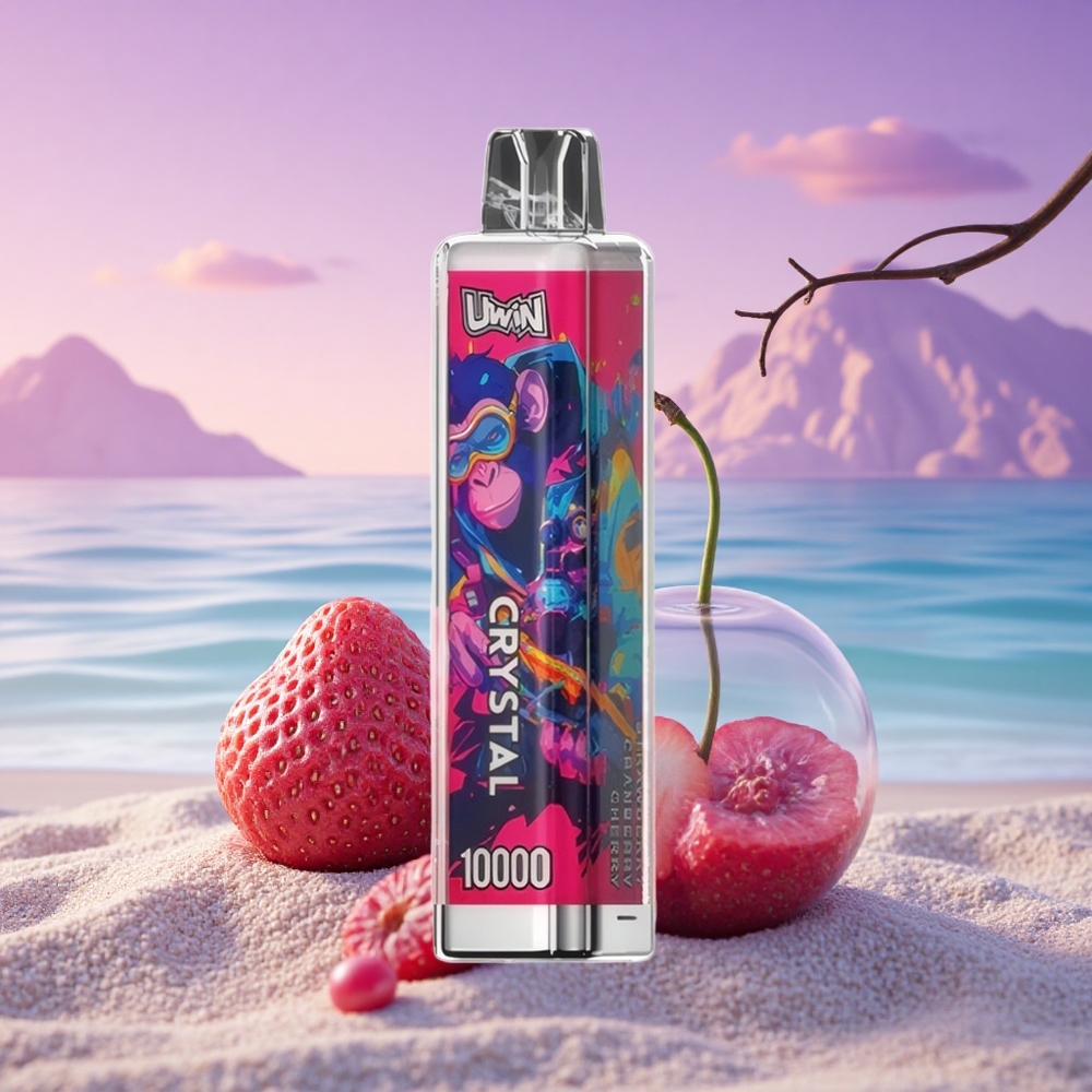 Uwin Crystal 10000 Puffs Fraise Canneberge Cerise Nicotine 5% 650mAh Lumières RGB