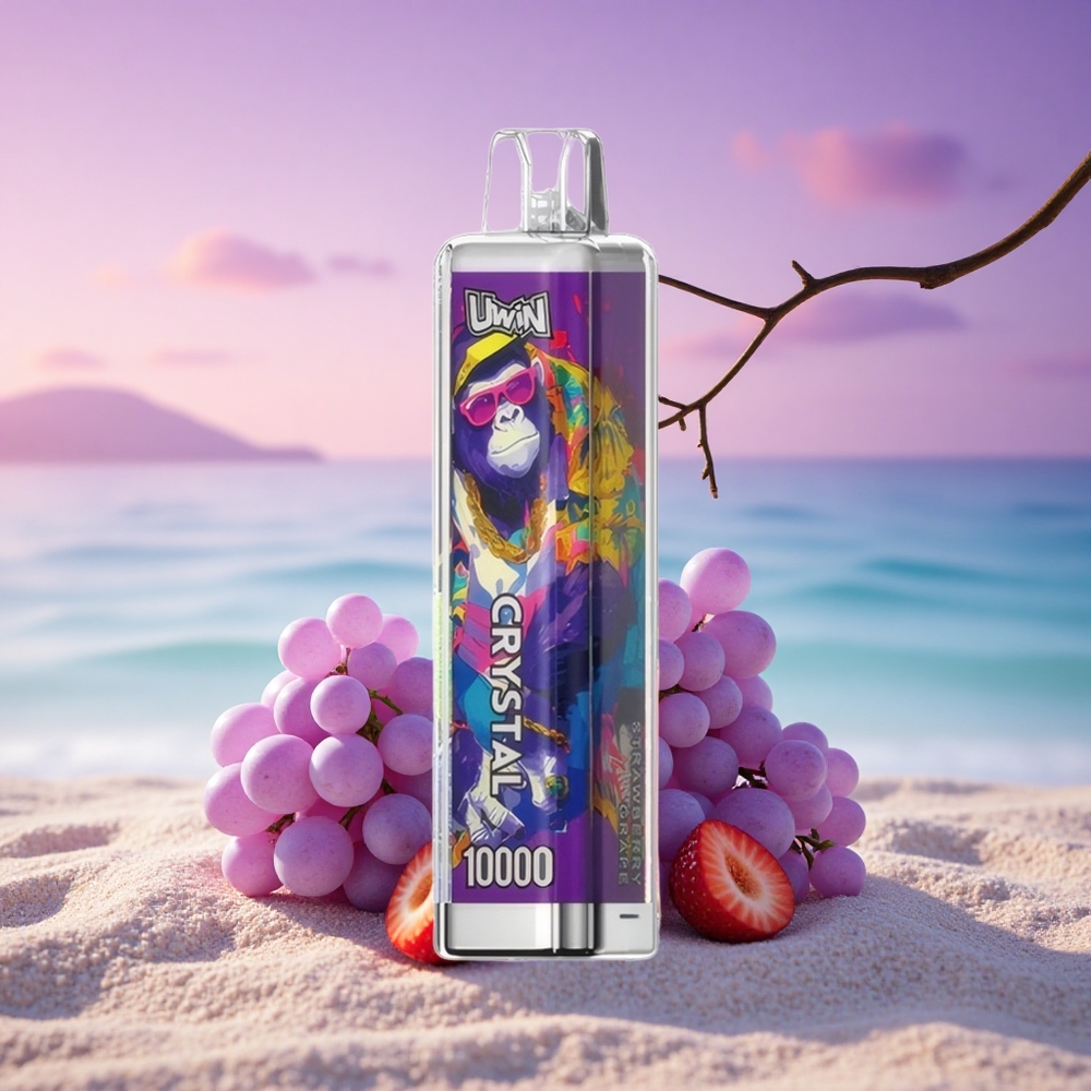 Uwin Crystal 10000 Puffs Fraise Raisin Lumière RGB 5% Nicotine 650mAh