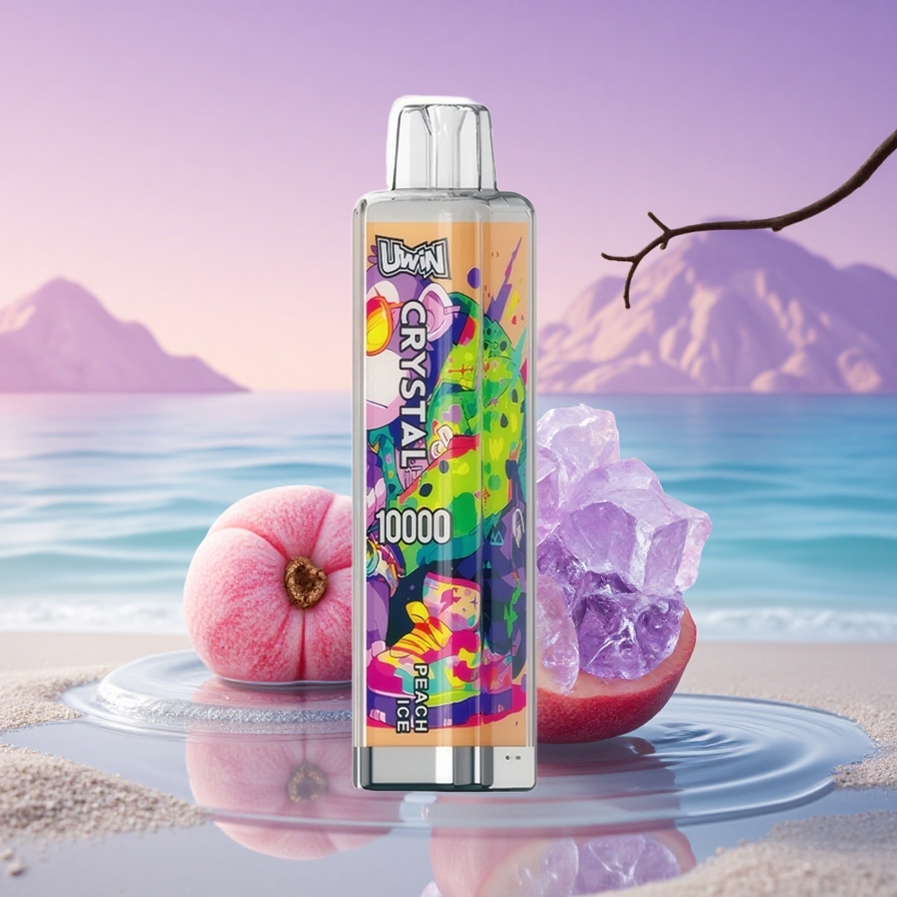 Uwin Crystal 10000 Puffs Glace de Pêche 18ml 650mAh 0.8 Ohm