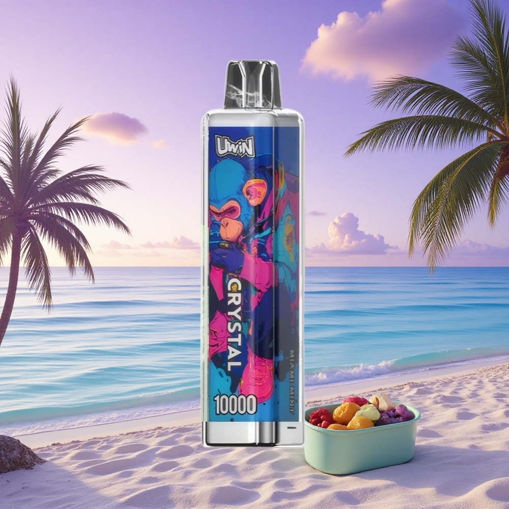 Uwin Crystal 10000 Puffs Menthe Miami Lumière RGB 18ml 650mAh