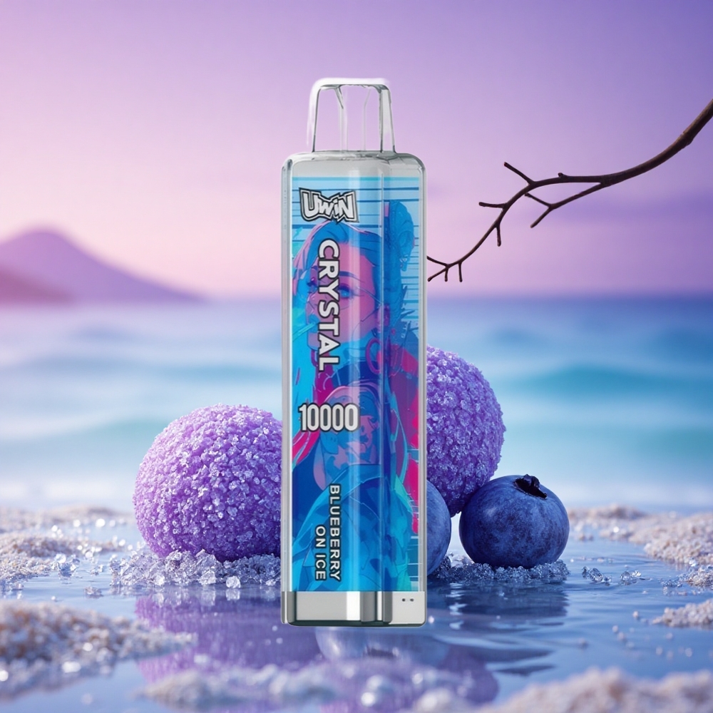 Uwin Crystal 10000 Puffs Myrtille Glacée avec Lumières RGB et 5% de Nicotine