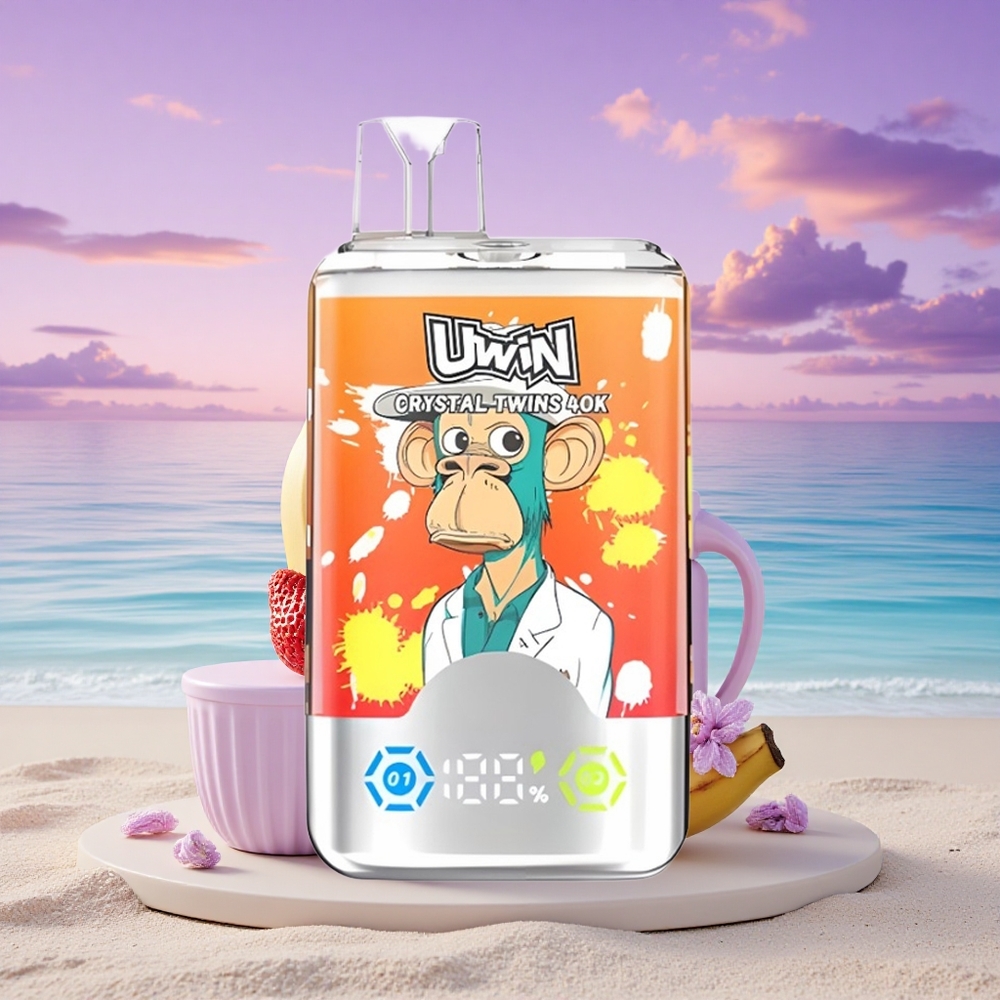 Uwin Crystal Twins 40000 Puffs Amour Fraise Banane 66 avec Double Saveur et 850mAh