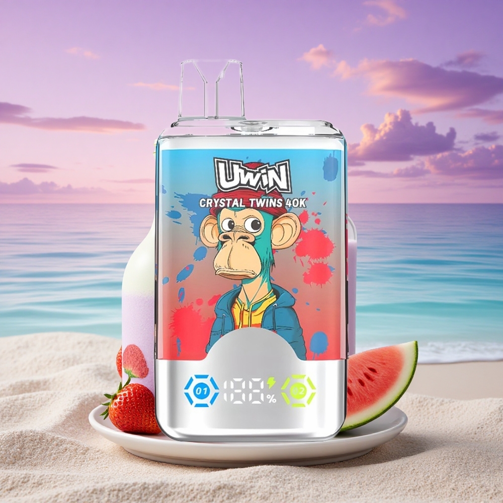 Uwin Crystal Twins 40000 Puffs Fraise Pastèque Citron Vert Double Saveur 850mAh 0.6 Ohm