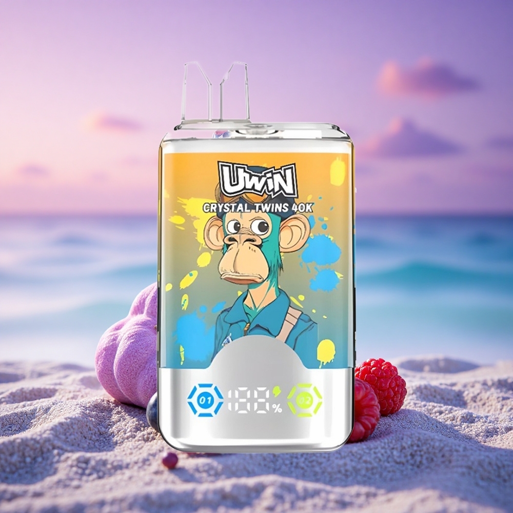 Uwin Crystal Twins 40000 Puffs Glace Myrtille Framboise Cerise Double Saveur 850mAh