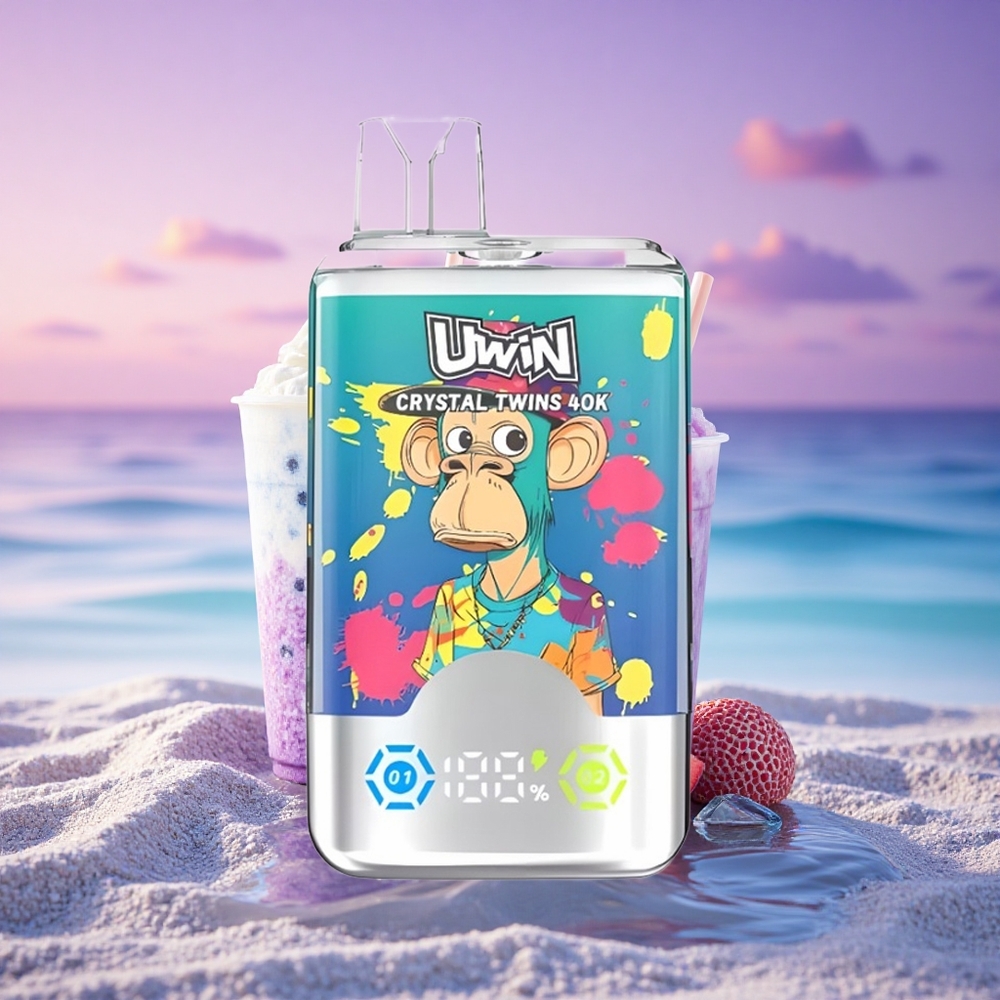 Uwin Crystal Twins 40000 Puffs Pêche d'Été Glacée à la Myrtille avec Double Saveur et 850mAh