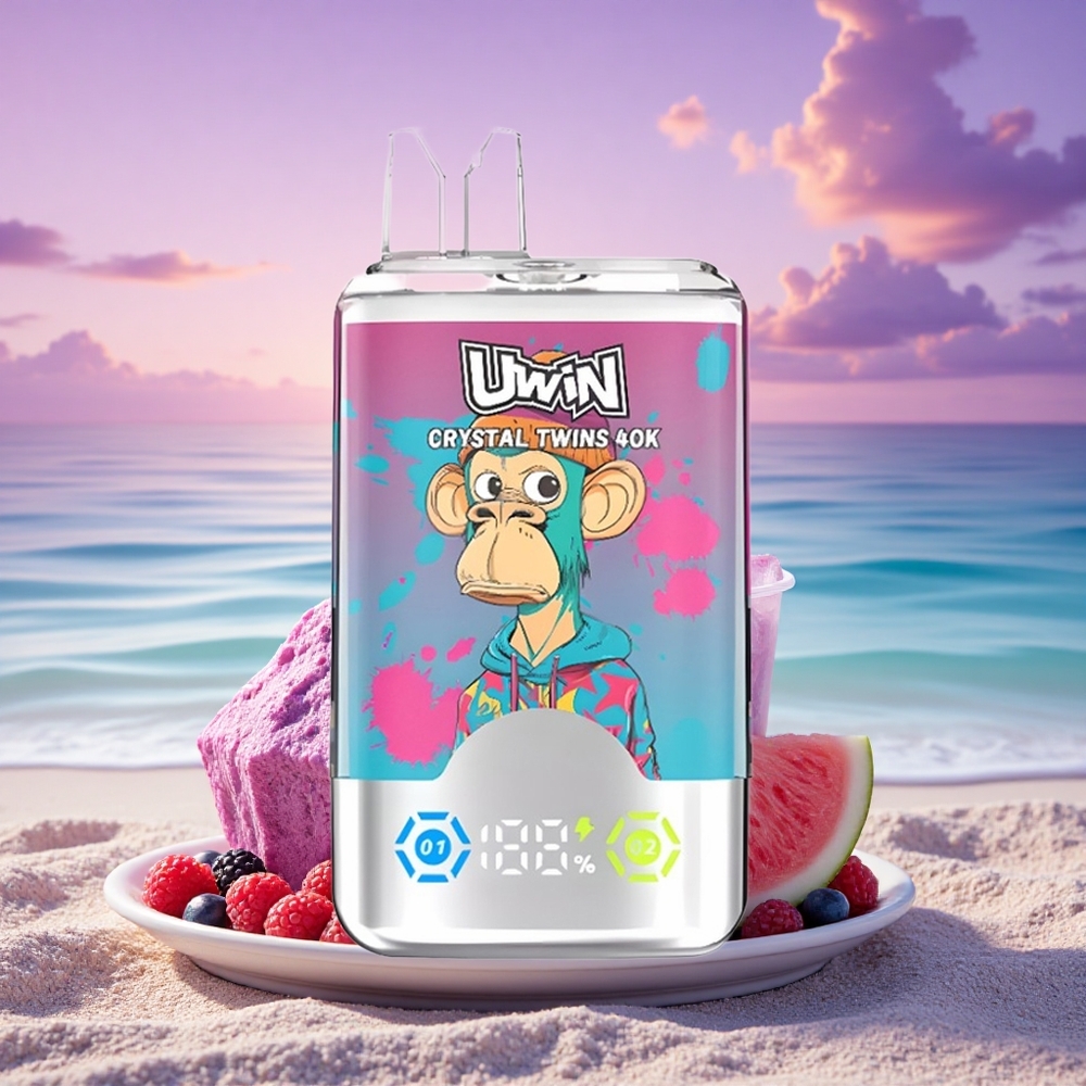 Uwin Crystal Twins 40000 Puffs Pastèque Glacée Baies Mixtes Deux Saveurs 850mAh