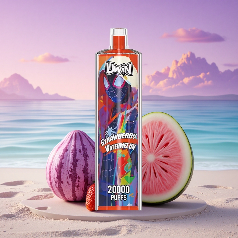 Uwin Shisha Hookah Crystal 20000 Puffs Fraise Pastèque 0% Nicotine 650 mAh
