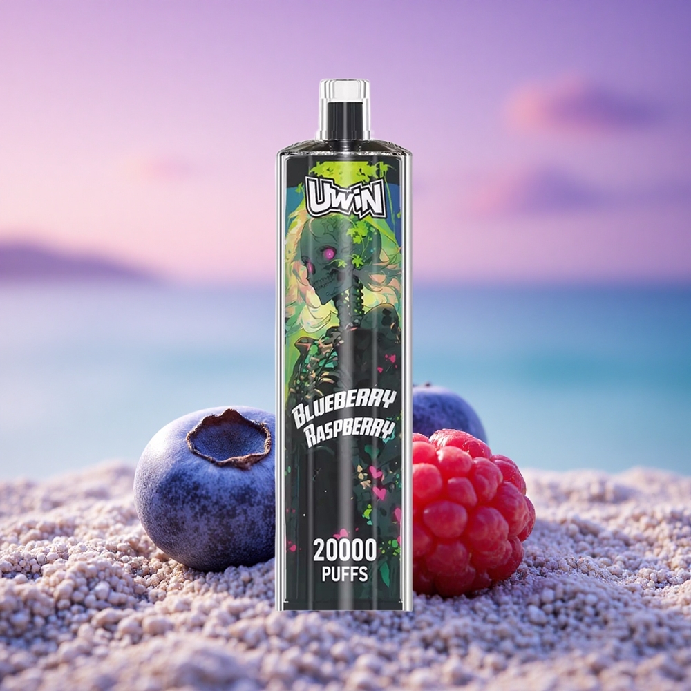 Uwin Shisha Hookah Crystal 20000 Puffs Framboise Myrtille Nicotine 0% 650mAh