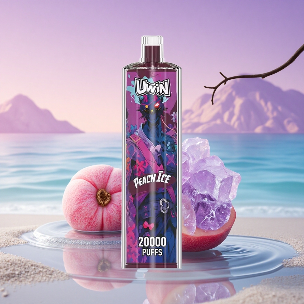 Uwin Shisha Hookah Crystal 20000 Puffs Glace Pêche Nicotine 0% Mesh Coil