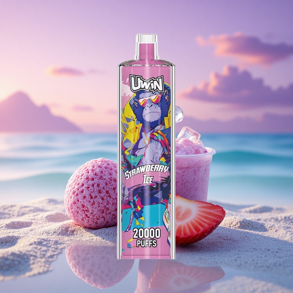 Uwin Shisha Hookah Crystal 20000 Puffs Glace à la Fraise 0% Nicotine 650 mAh