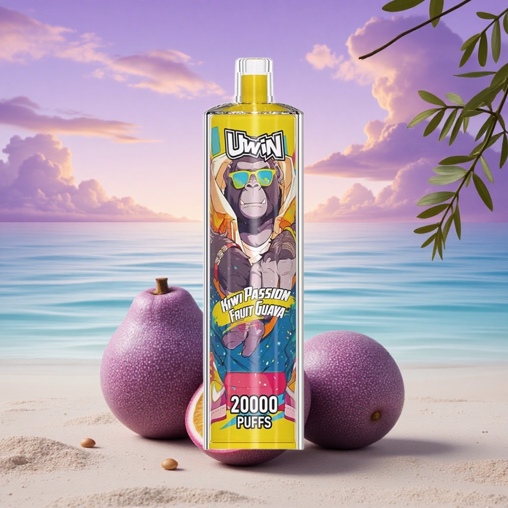 Uwin Shisha Hookah Crystal 20000 Puffs Kiwi Fruit de la Passion Goyave Nicotine 0% 650 mAh