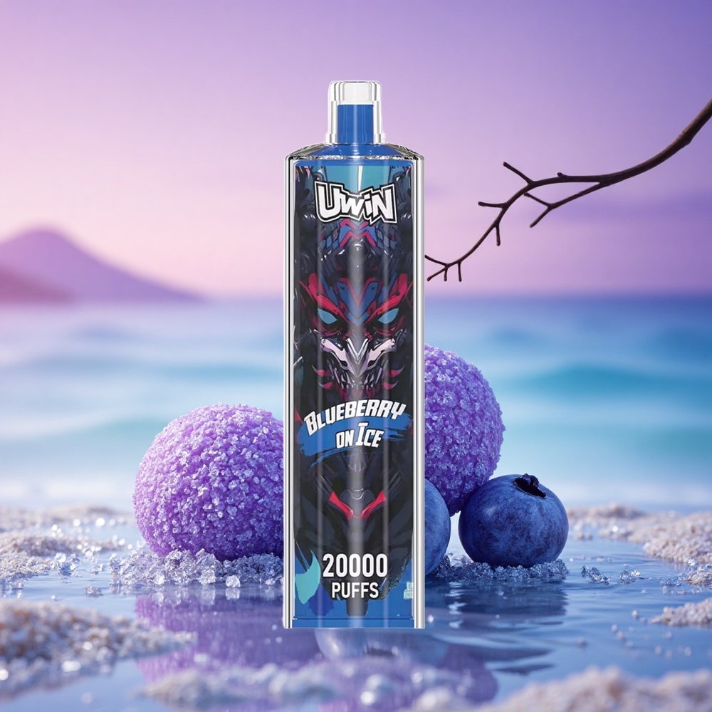 Uwin Shisha Hookah Crystal 20000 Puffs Myrtille Sur Glace 0% Nicotine 650 mAh