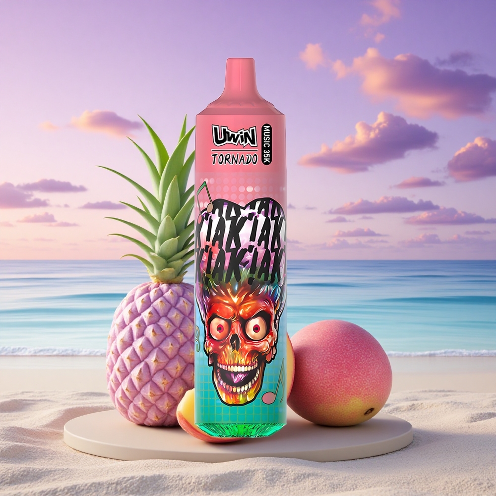 Uwin Tornado 35K Music Puffs Mangue Ananas Pêcheux avec 5% de nicotine et batterie 600mAh
