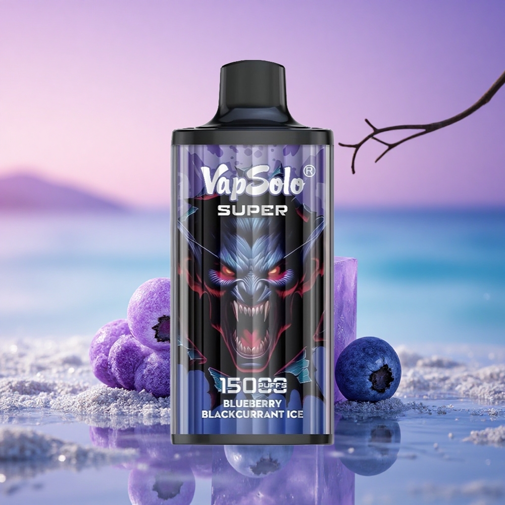 Vapsolo Super 15000 Puffs Glace Myrtille Cassis Type-C 850mAh 40ml Nicotine