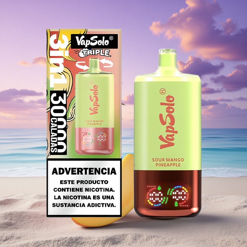 Vapsolo Triple 30000 Puffs Ananas Mangue Acidulé 40ml Nicotine 20mg/ml Type-C