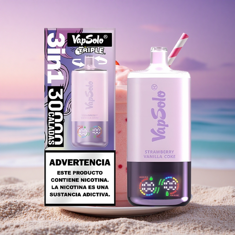 Vapsolo Triple 30000 Puffs Coca Vanille Fraise Type-C 40ml 20mg Nicotine