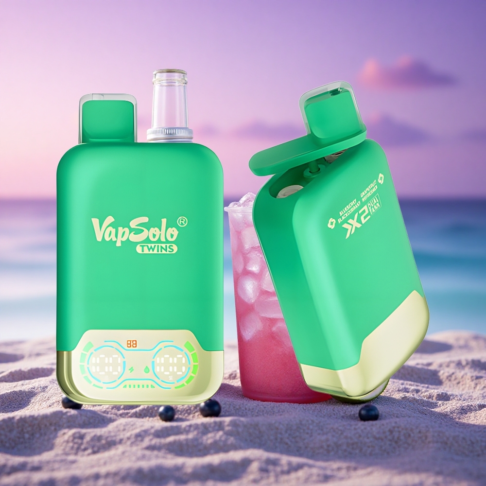 Vapsolo Twins 20000 Puffs Boisson Rafraîchissante Myrtille Cassis & Pamplemousse avec 40 ml de E-Liquide et Nicotine 20mg/ml