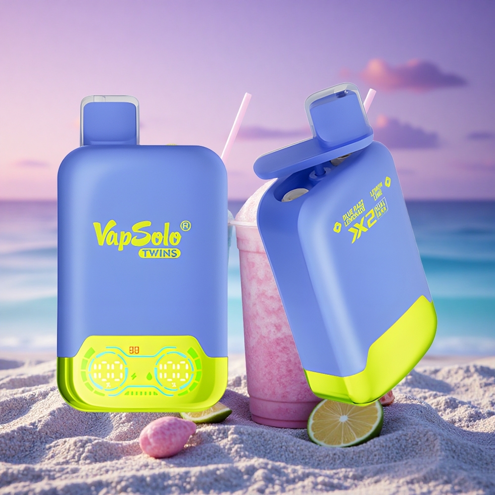 Vapsolo Twins 20000 Puffs Citron Vert & Bleu Framboise avec 40 ml d'E-Liquid et Nicotine 20mg/ml/50mg/ml
