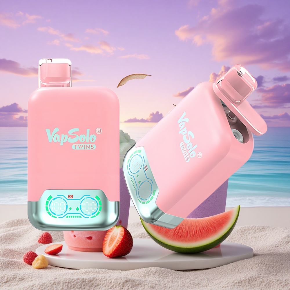 Vapsolo Twins 20000 Puffs Fraise Glace & Mangue Pêche Pastèque avec 40 ml de E-Liquide et Nicotine 20mg/ml