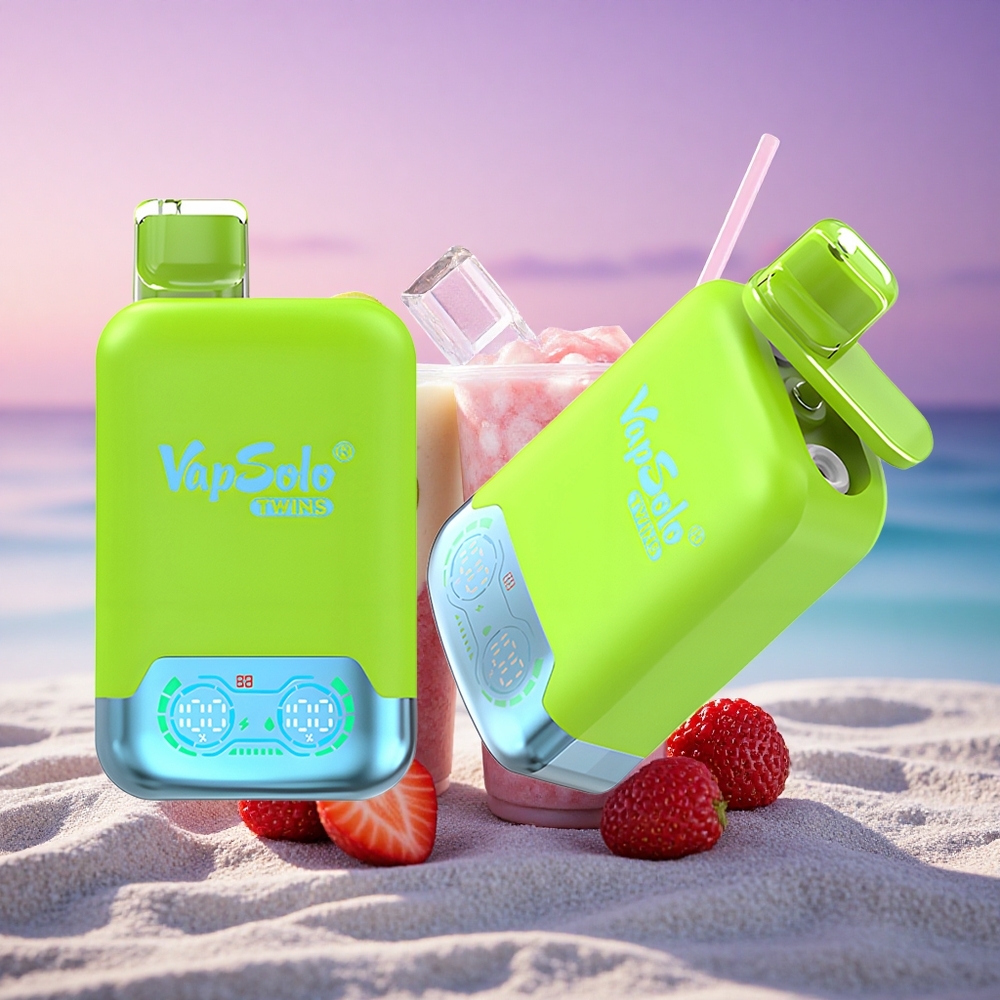 Vapsolo Twins 20000 Puffs Fraise Kiwi & Framboise Cerise Glace avec 40 ml de E-Liquide et Nicotine 20mg/ml/50mg/ml