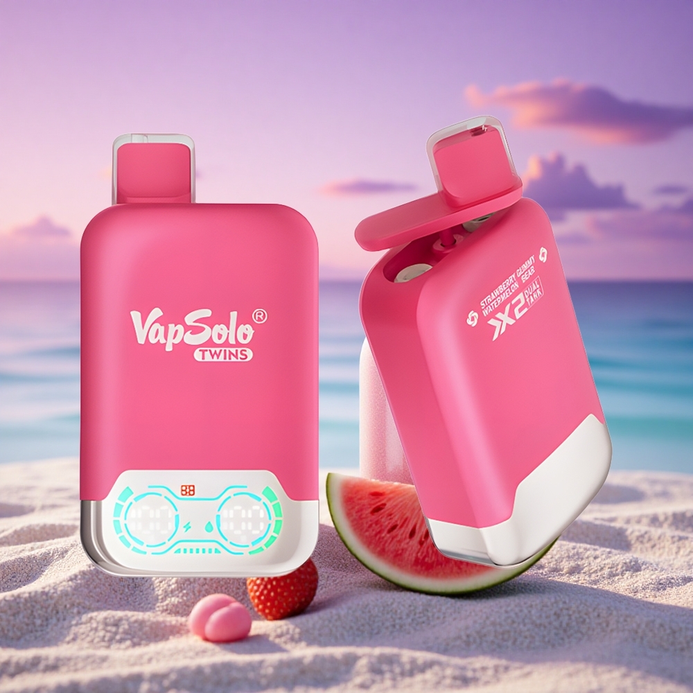Vapsolo Twins 20000 Puffs Fraise Pastèque & Ourson Gélifié avec 40 ml de E-Liquide et Nicotine 20mg/ml/50mg/ml